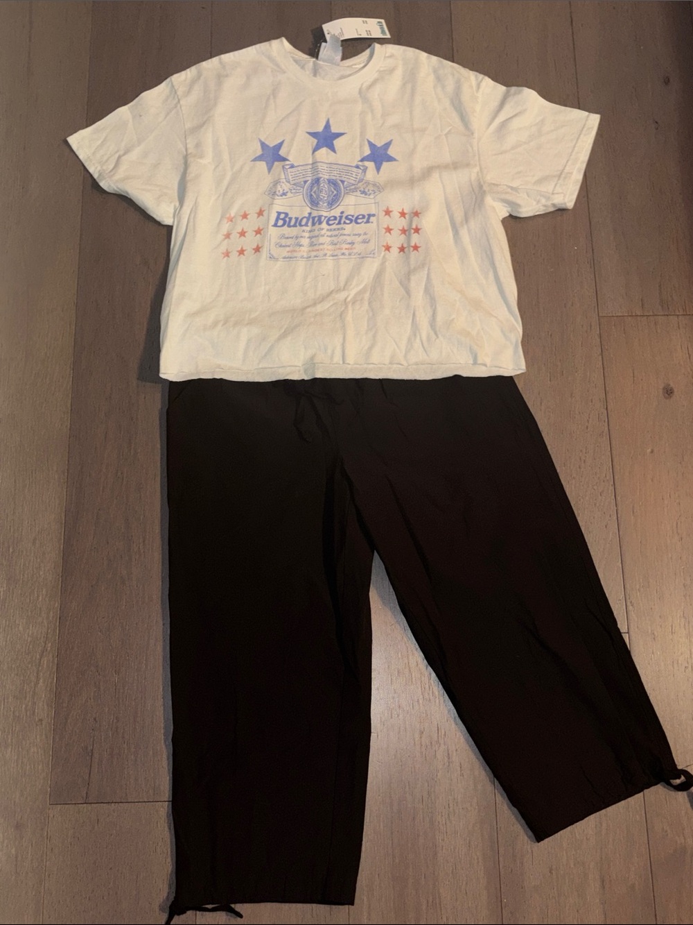 White Graphic Tee with Danskin Black Capris